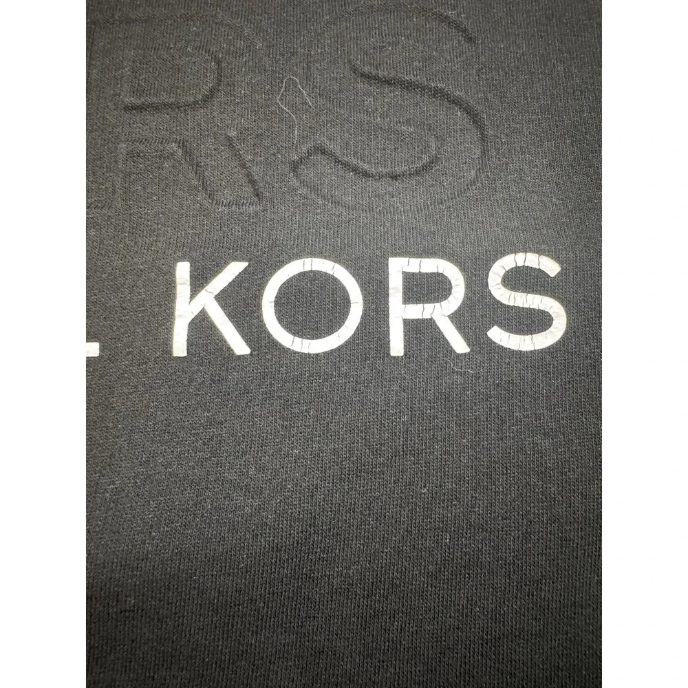 Michael Kors Men's Black Crewneck with Embossed KORS and White Logo